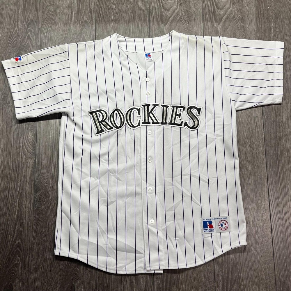 Vintage 90s Russell Colorado Rockies Pinstripe MLB Baseball Jersey Mens XL USA